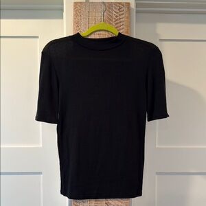 Zara Sheer Classic Black Short Sleeve Top